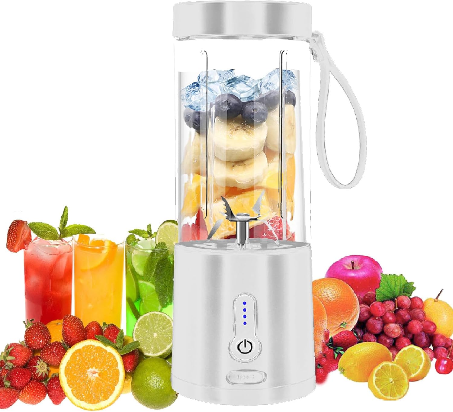 Portable Blender for Smoothies and Shakes, USB-C Rechargeable Mini Blender with 6 Stainless Steel Blades, BPA-Free 20oz Personal Small Mixer for Gym Camping Travel