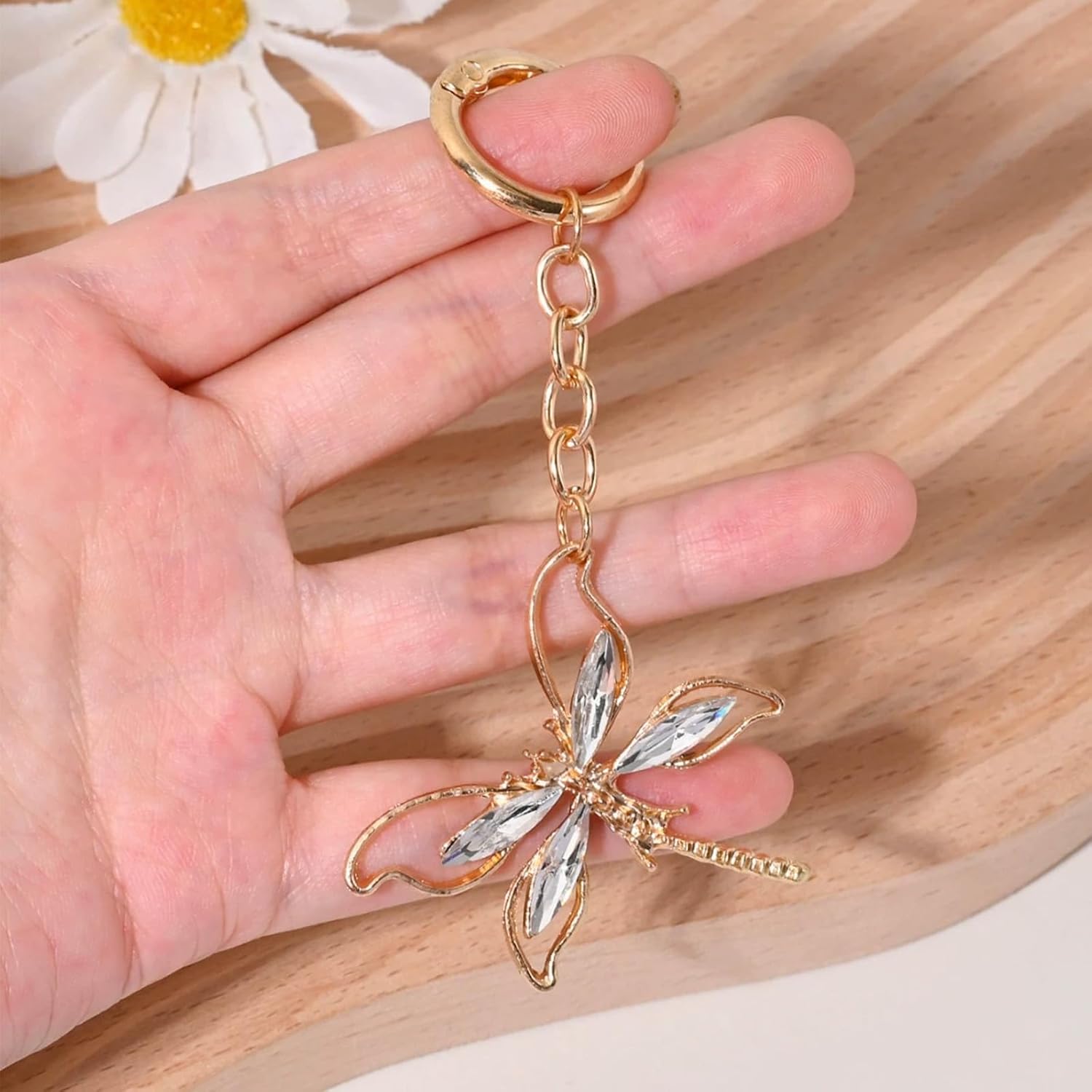 Angyape Dragonfly Keychain Gold Bag Charm Purse Charm for Handbags Cute Keychains For Car Keys Accessories Gifts For Women - Image 3