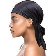 DONNA Womens Satin Wrap Scarf, Headband Black Color 1pc Silk Scarf for Women