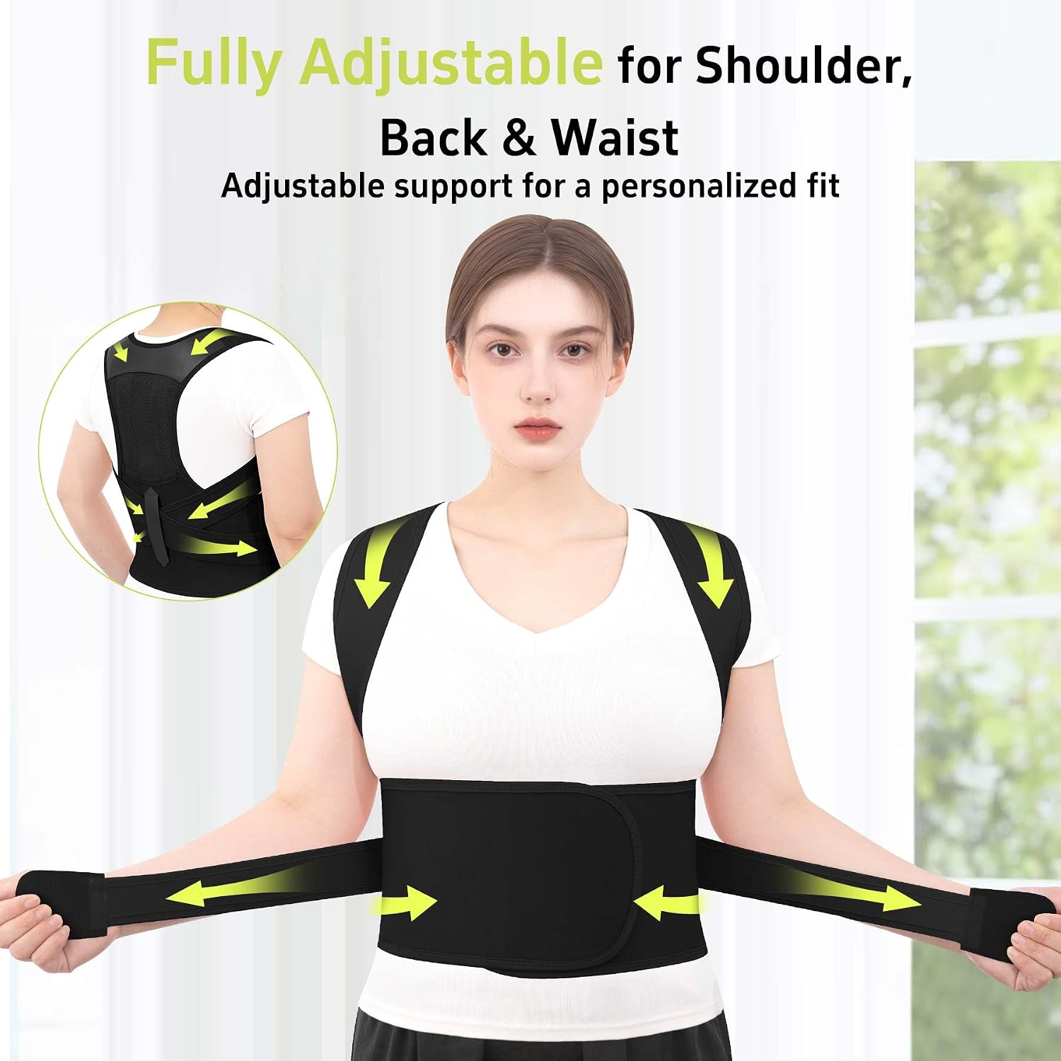 Posture Corrector for Women and Men Back Brace Support Straightener Scoliosis Upper Spine Instant Upright Hunchback Correction Kyphosis Fixer Adjustable Shoulder Straps Breathable (Black L)