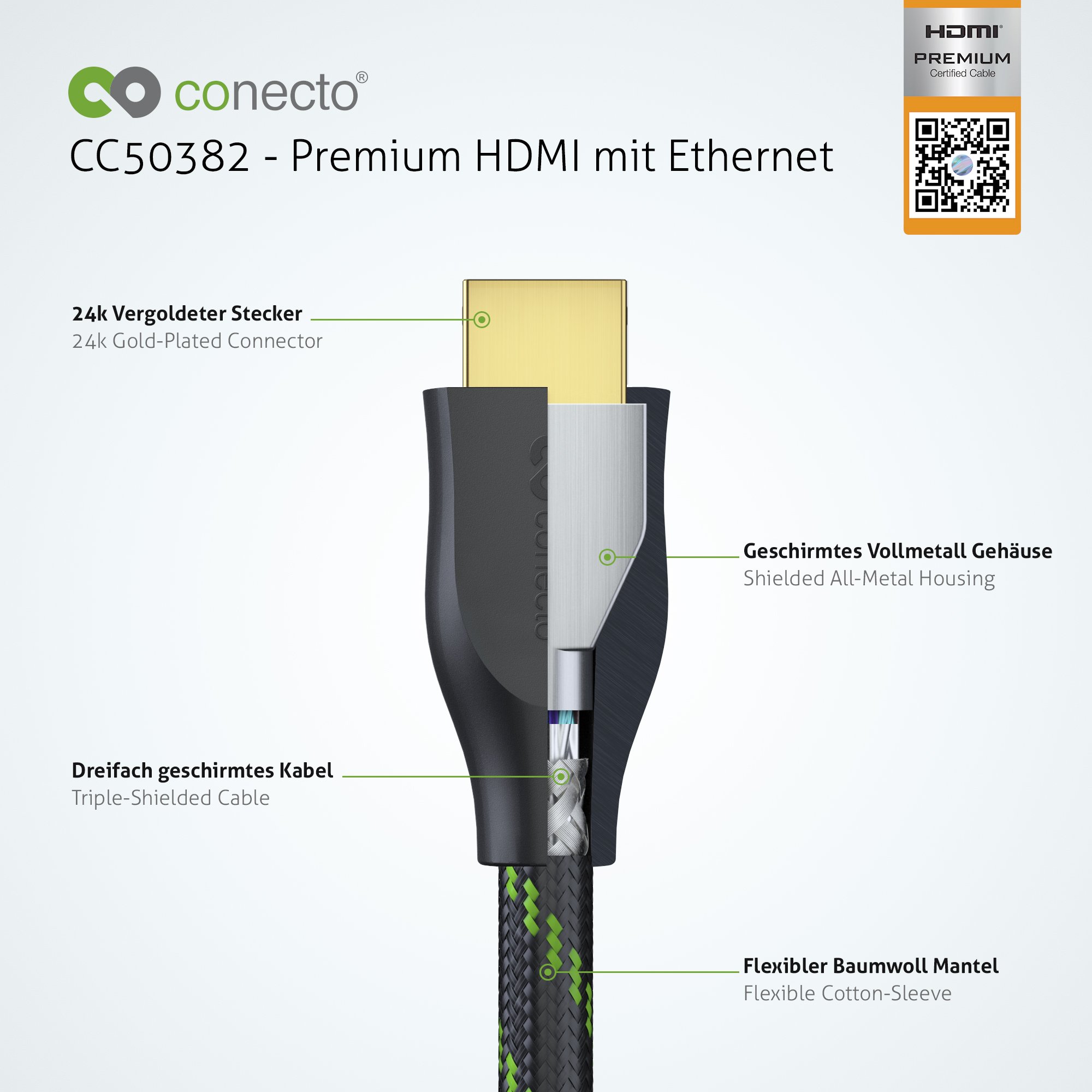 Cavo HDMI 3 Metri Con Connettori Placcati Oro E Supporto Ethernet - Angolo 90°