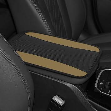 Hovom Car Center Console Cover, 12.72"7.15" Leather Armrest Cover for Cars, Stylish Auto Armrest Cushion Pad, Anti-Scratch Vehicle Arm Rest Protector, Universal Interior Car Accessories Beige