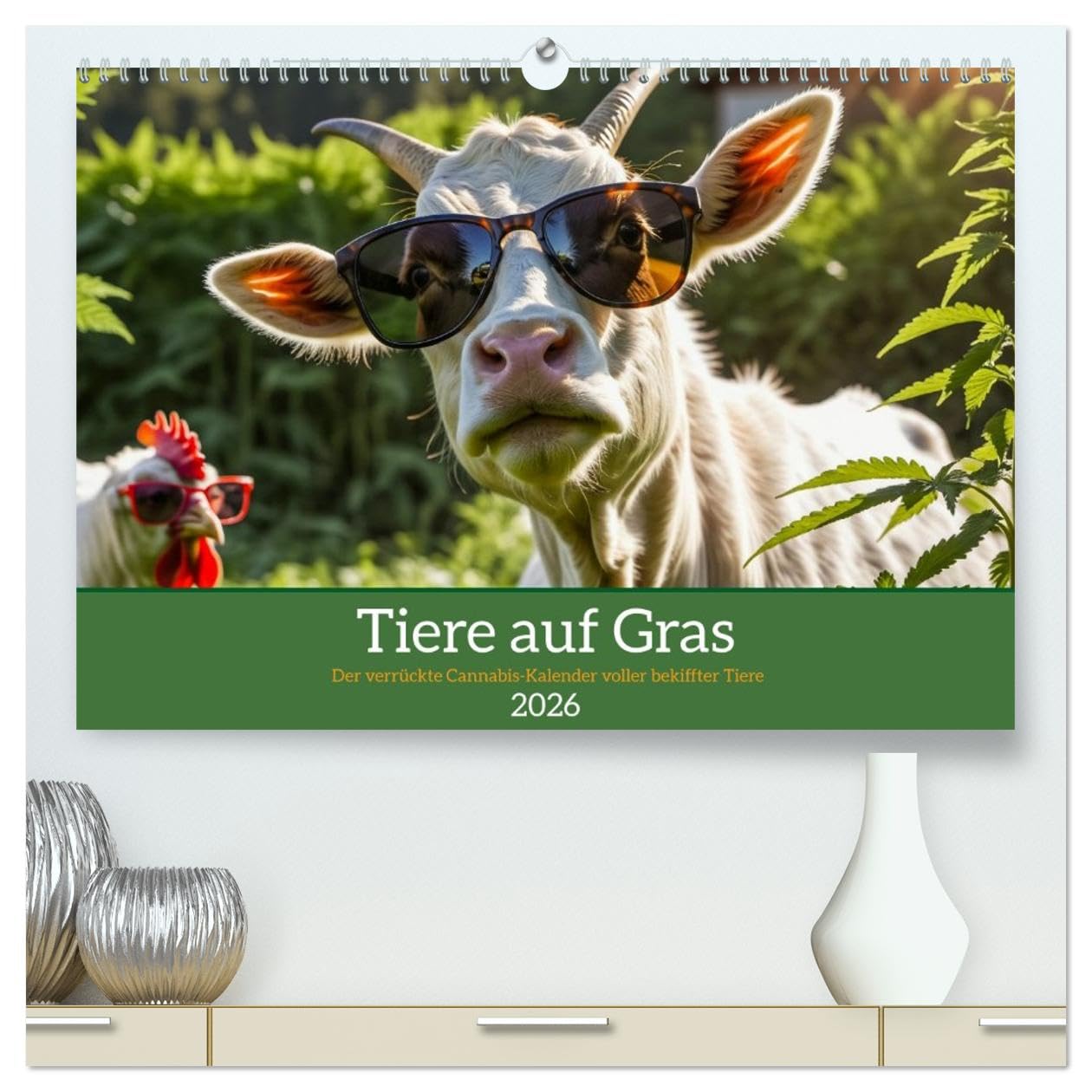 Tiere auf Gras - Der verrückte Cannabis-Kalender voller bekiffter Tiere (hochwertiger Premium Wandkalender 2026 DIN A2 quer), Kunstdruck in Hochglanz: ... Motiven fürs ganze Jahr. (CALVENDO Tiere)