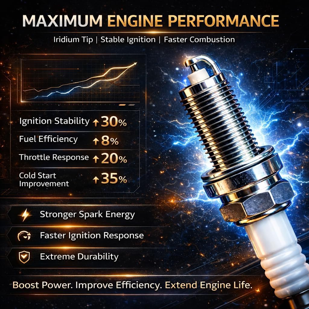 Iridium Spark Plugs, 4-Pack - Compatible with 2018-2024 Toyota Camry/Corolla/Highlander/RAV4/Avalon & Lexus ES300h/UX250h with 1.8L or 2.5L L4 Engine | Replaces 96210, DILKAR6T8