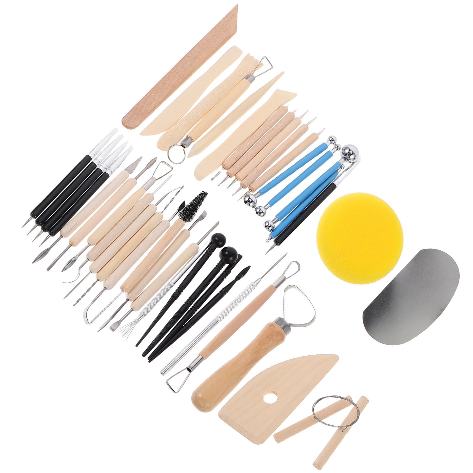 Cabilock Kit de Herramientas de Arcilla para Modelar y Esculpir Cerámica Acero Inoxidable y Madera, Reutilizable Diseño Profesional para Trabajos en Estudio