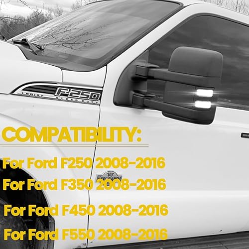 Miniatura 7 de F250 F350 Lente de señal de giro de espejo, lámpara de espejo LED Switchback y luces de señal de giro para Ford F450 F550 2008-2016 Super Duty