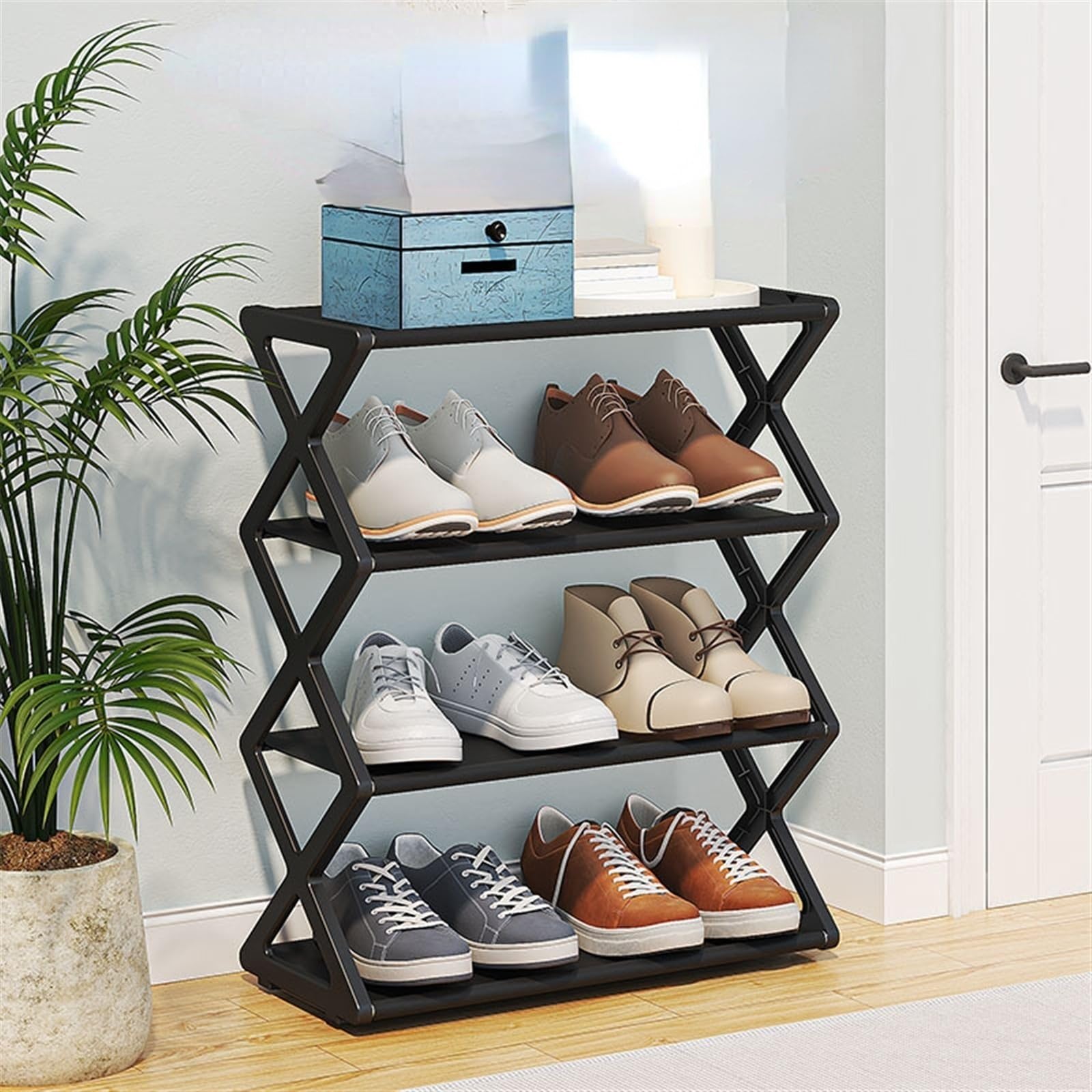 ZCSO Shoe Cabinet 4-Tier Freestanding Shoe Rack, Entryway Shoe