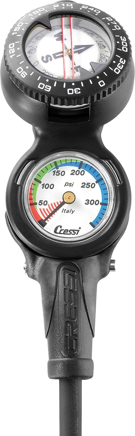 CRESSI Scuba Diving Instrument Console, Pressure Gauge + Compass - Console CP2 Made in Italy Quality Since 1946