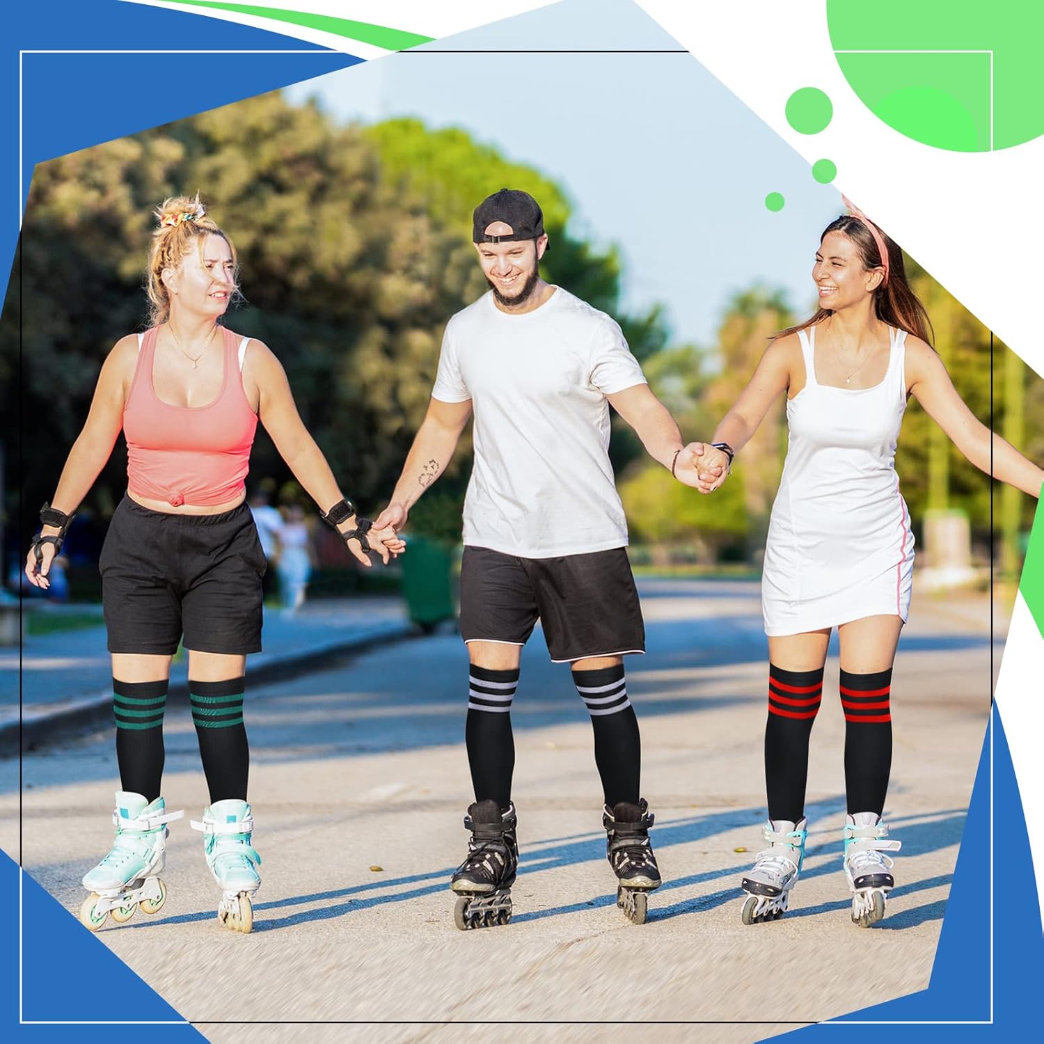 Unittype 6 Pair Rainbow Knee High Socks Women Colorful Striped Novelty Stockings Sports Long Tube Down Syndrome Socks - Image 7