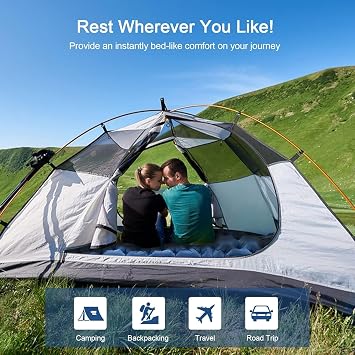 HiiPeak Camping Sleeping Pad - Ultralight Inflatable Sleeping Mat with Built-in Foot Pump, Durable Compact Waterproof Camping Air Mattress for Camping, Backpacking, Hiking, Tent Trap Traveling