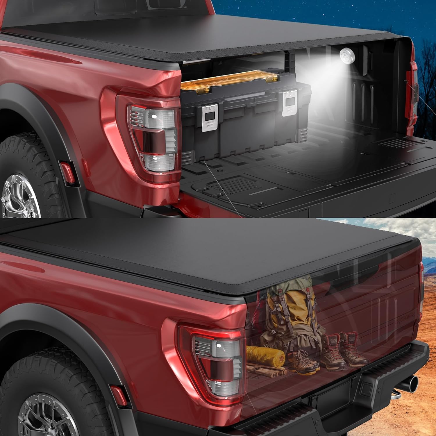 5.4ft Soft Roll-Up Truck Bed Tonneau Cover Compatible with 2017-2025 Honda Ridgeline, 64inch