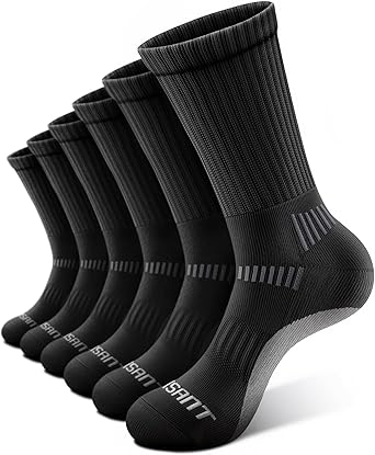 Bigant Mens Socks Athletic Compression Cushioned Crew Performance Sports Work Socks Running Arch Support Upgraded Wicking