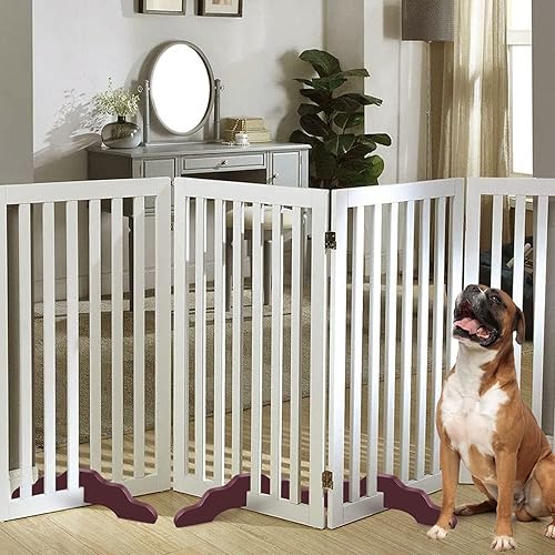 Miniatura 6 de Taiyin 3 Pcs Pet Gate Support Feet Wooden Reinforcement Fitting Dog Panel Isolation Fence Free Standing Pet Gate Dog Fence Panels for Configurable
