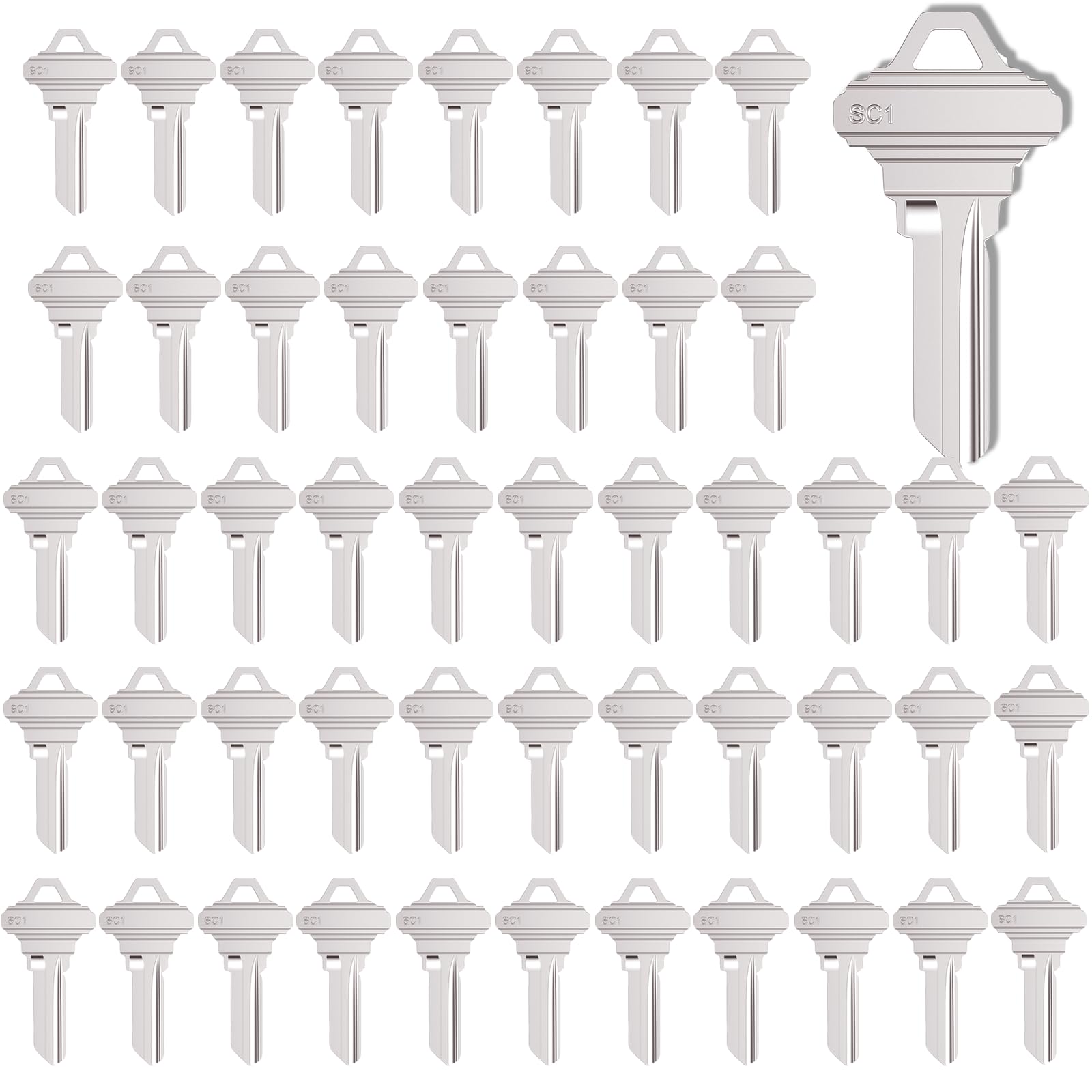 SC1 Key Blanks Pack of 50 Uncut Blank Keys for Home and Professional Use, Copper Structures Blank Keys Compatible with 5-Pin Locks