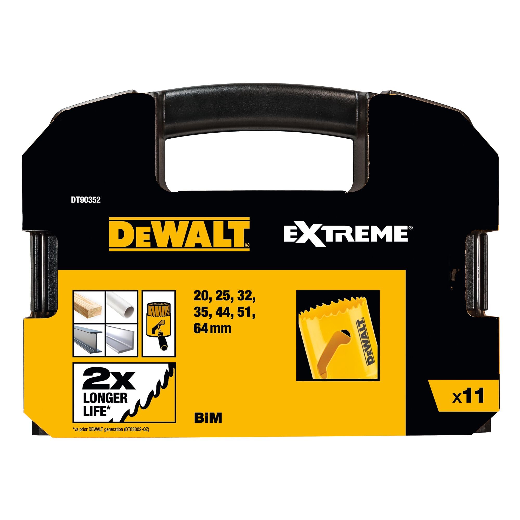 DeWALT Set di seghe a tazza Bi-Metal Extreme, set per elettricisti in valigetta per il trasporto, 11 pezzi