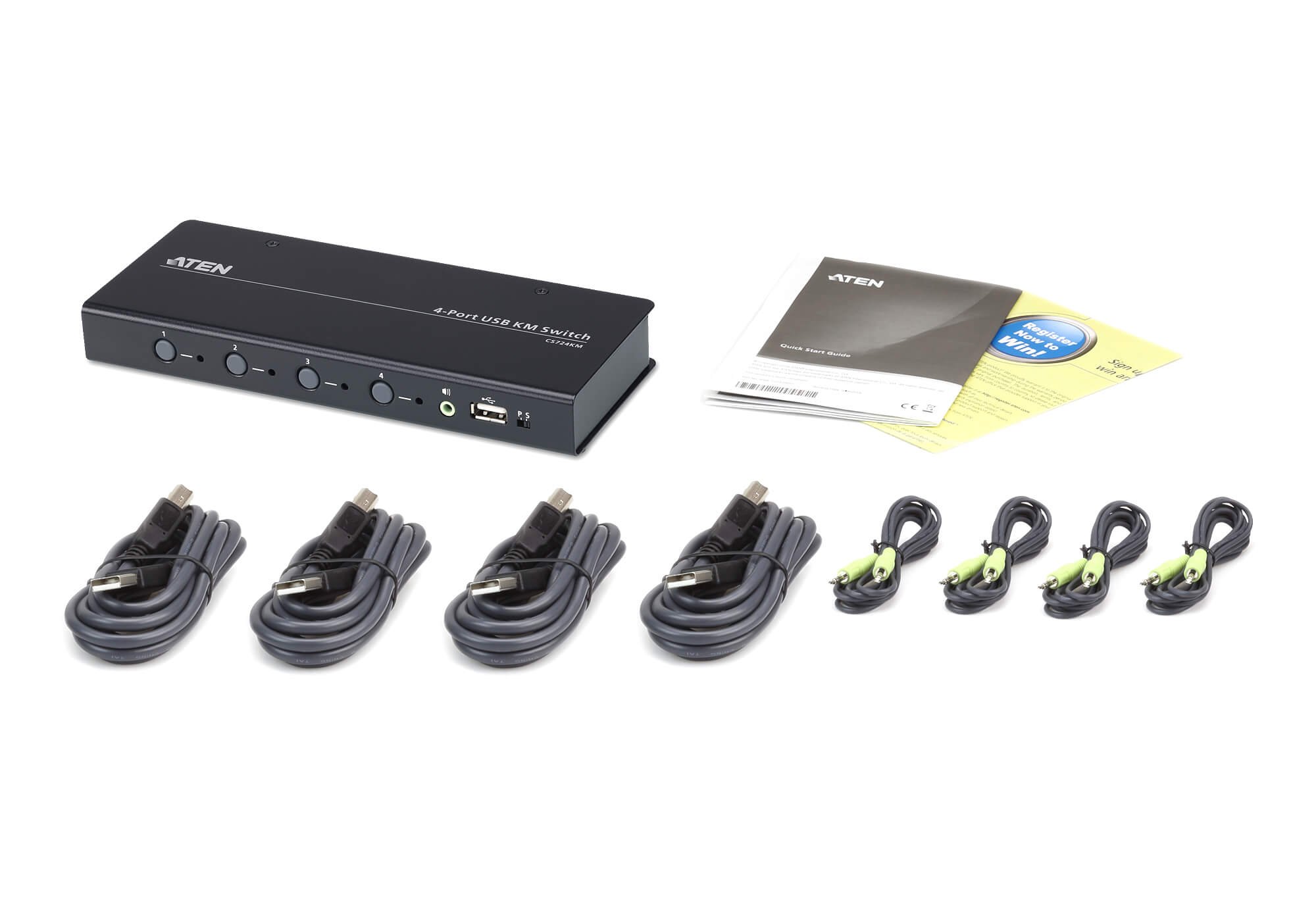 Aten CS724KM commutateur écran, clavier et souris Noir