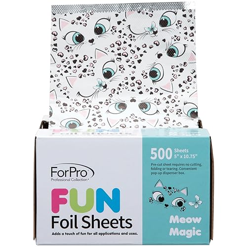 ForPro FUN Meow Magic Hojas de aluminio de 5 pulgadas, papel de aluminio, dispensador de papel de aluminio emergente, láminas para el cabello para