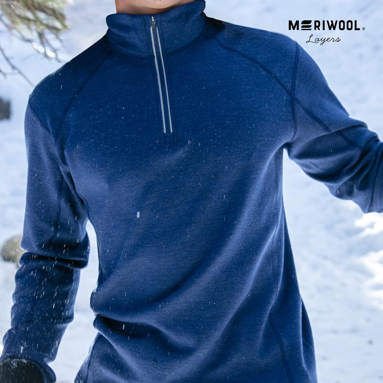 MERIWOOL Mens Base Layer 100% Merino Wool Heavyweight 400g Half Zip Sweater for Men - Image 3