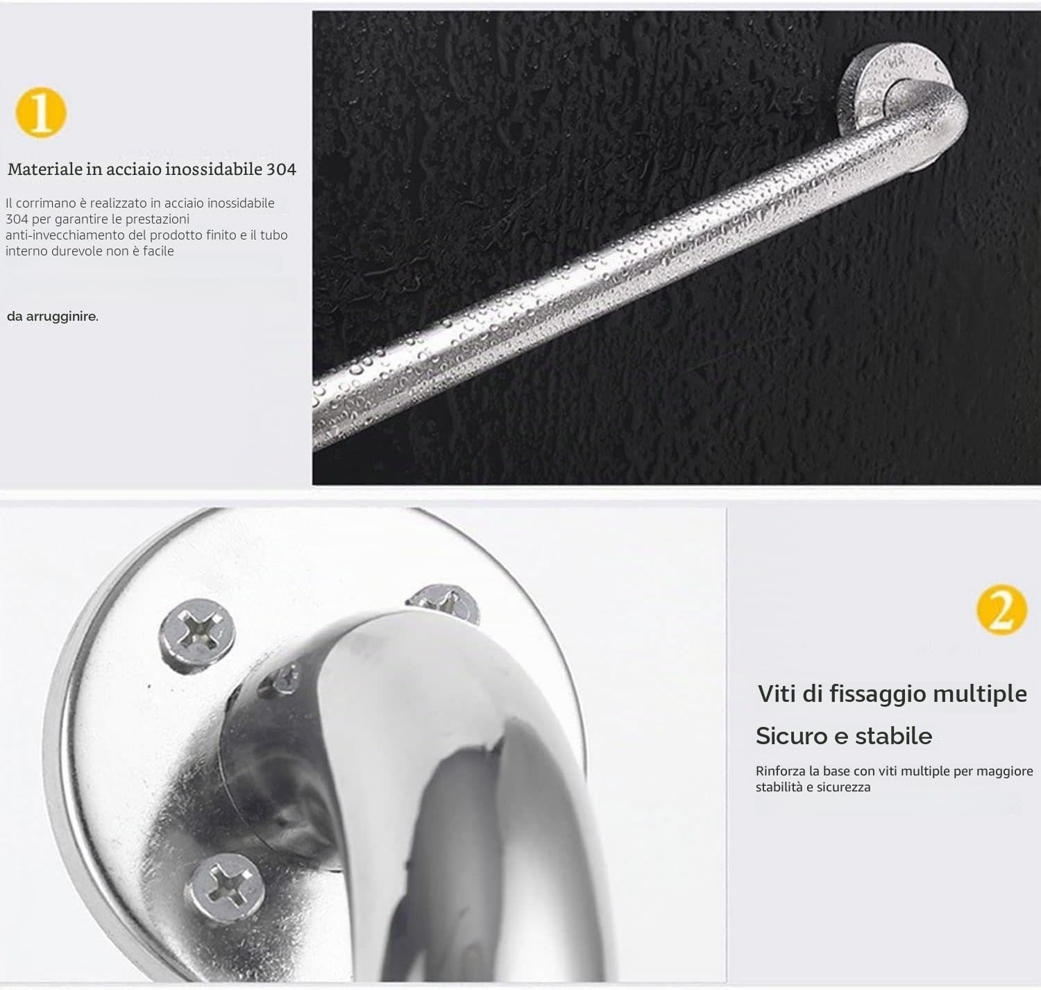 Maniglioni per Bagno, Maniglione di Sicurezza in Acciaio Inossidabile, Maniglia per Maniglione di Supporto per Bagno Montata a Parete, Maniglione di Sicurezza per Vasca, Doccia, WC(120cm)