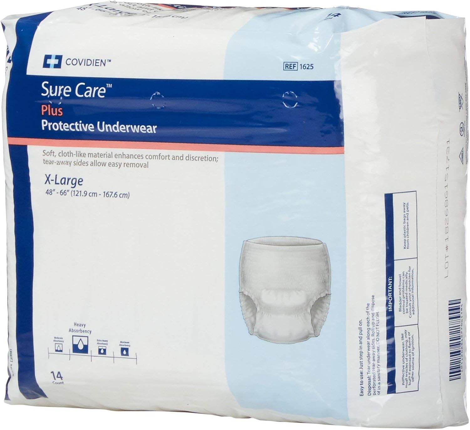 SureCare Protective Underwear Heavy Absorbency Size XL Case/56 (4 bags of 14) by Covidien : Health & Household