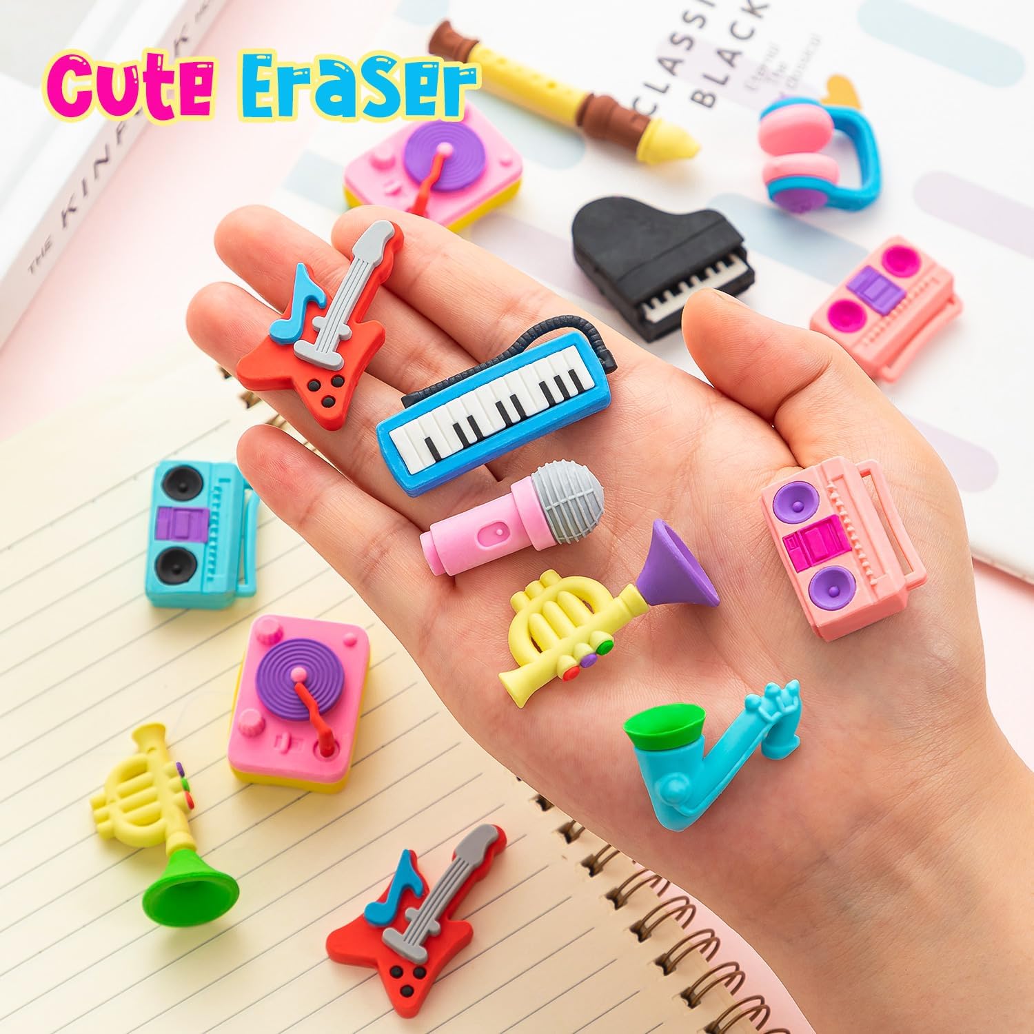 YGAOHF 35 Pcs Musical Erasers, Mini 3D Pencil Eraser for Kids Classroom Prizes, Class Treasure Box, Game Rewards, Party Favors, Cute Puzzle Erasers, Back to School Supplies image 5
