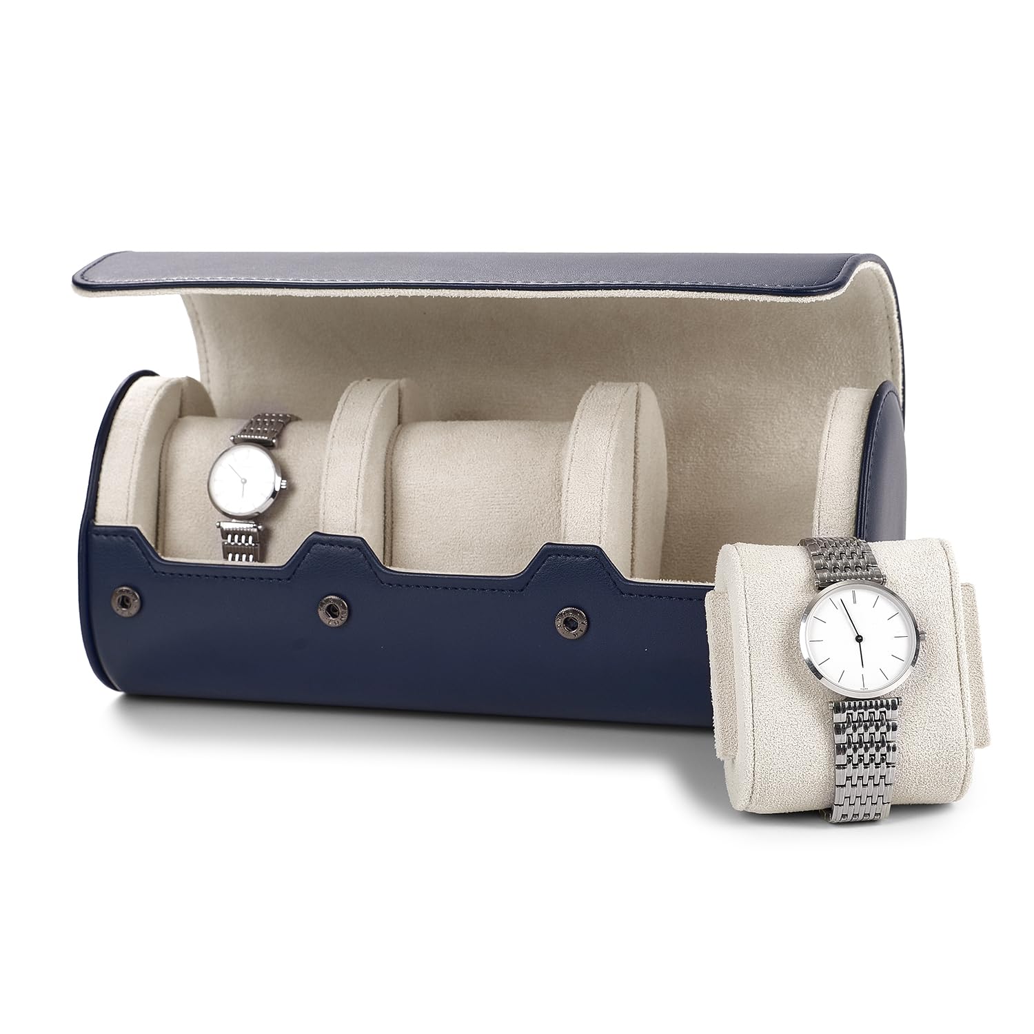 HVMBEUGOS Elegant 3 Slots Watch Box with Removable Pillows Travel Watch Storage Case for Fathers Day Birthday Anniversal Christmas Day