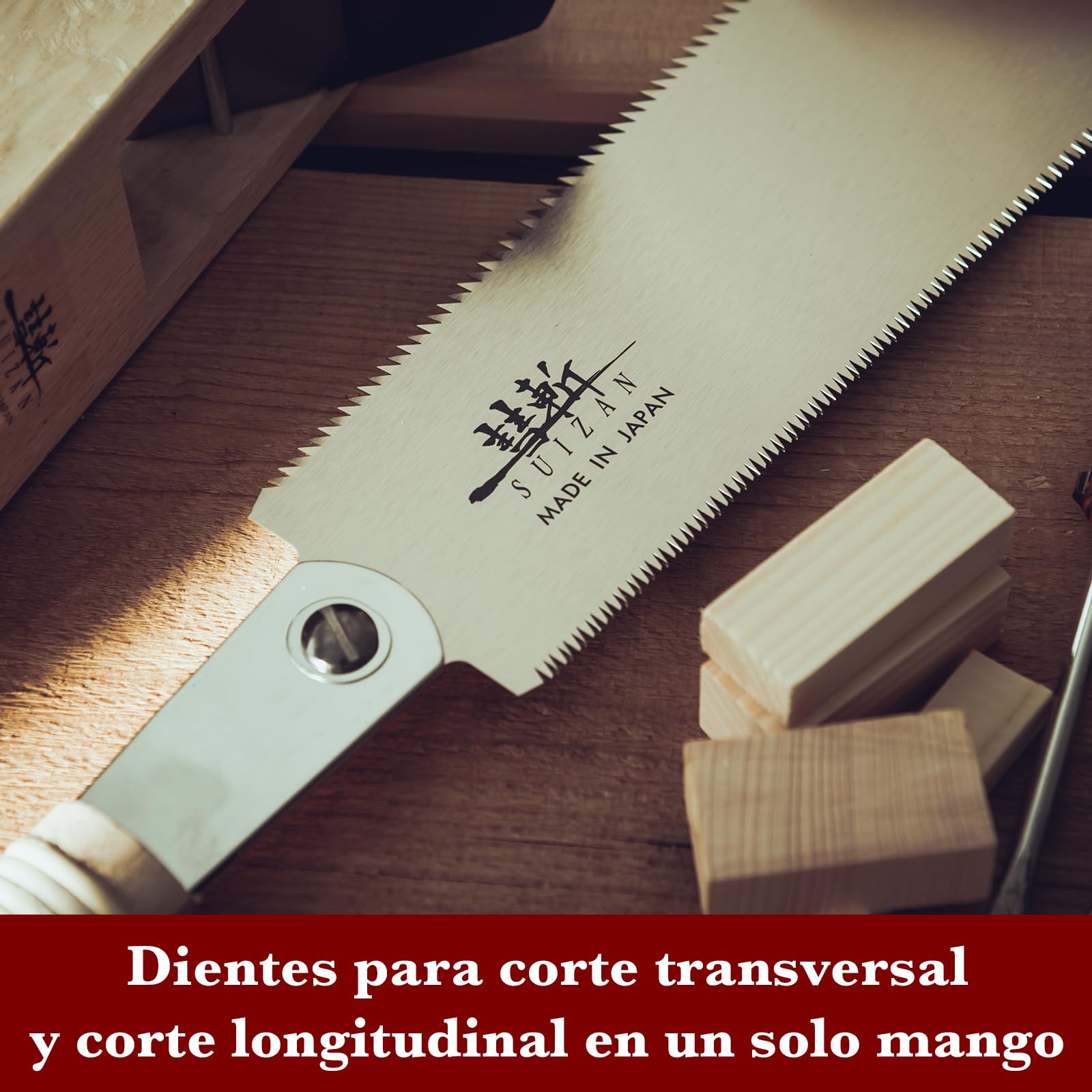 SUIZAN Ryoba Sierra japonesa de doble filo 240mm - Serrucho de mano profesional Herramientas carpinteria madera