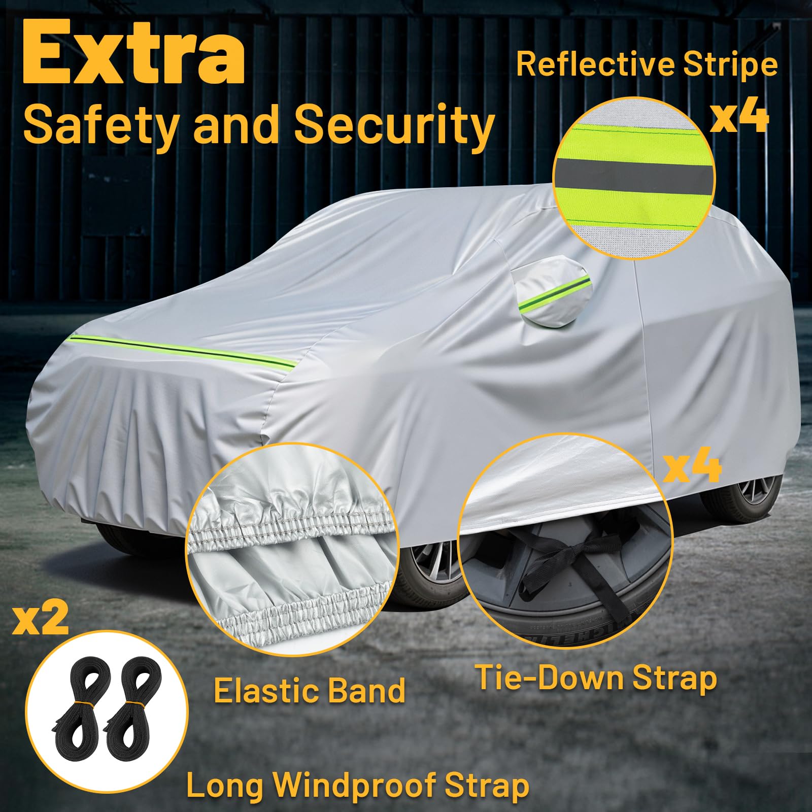 Favoto Copertura Auto Esterno Impermeabile - Telo Copriauto in PEVA+Cotone Anti UV Vento Polvere con Cerniera Compatibile con Tiguan Allspace GLC Audi Q5 BMW X3 per SUV 460-485cm