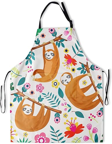 Miniatura 1 de Delantal colorido con 2 bolsillos, delantales de pintura para adultos, delantales de babero artístico, para cocinar, parrilla, hornear, barbacoa