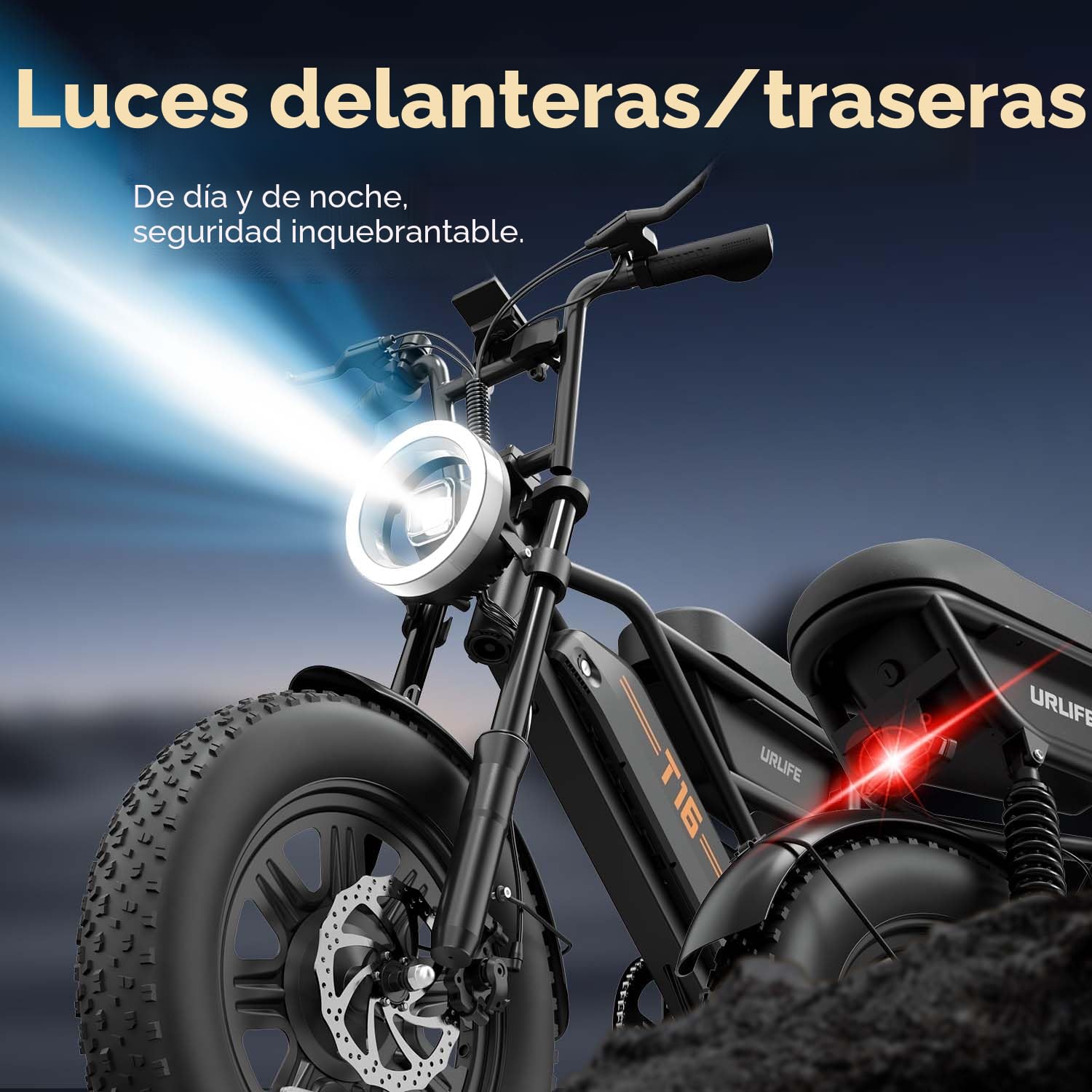 URLIFE de 16" x 3.0 Bicicleta Electrica, Batería Extraíble de 48 V y 13 Ah, Motor Sin Escobillas de 250 W, Autonomía de 100 km, Bici Eléctrica con Doble Suspensión, E Bike para Adultos