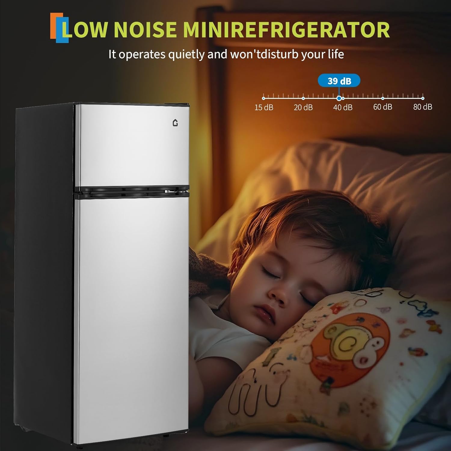7.5 Cu.Ft Refrigerator with Freezer,Double Doors Refrigerator with 7 Adjustable Temperature Settings,Large Capacity,for Apartment,Bedroom,Dorm and Office