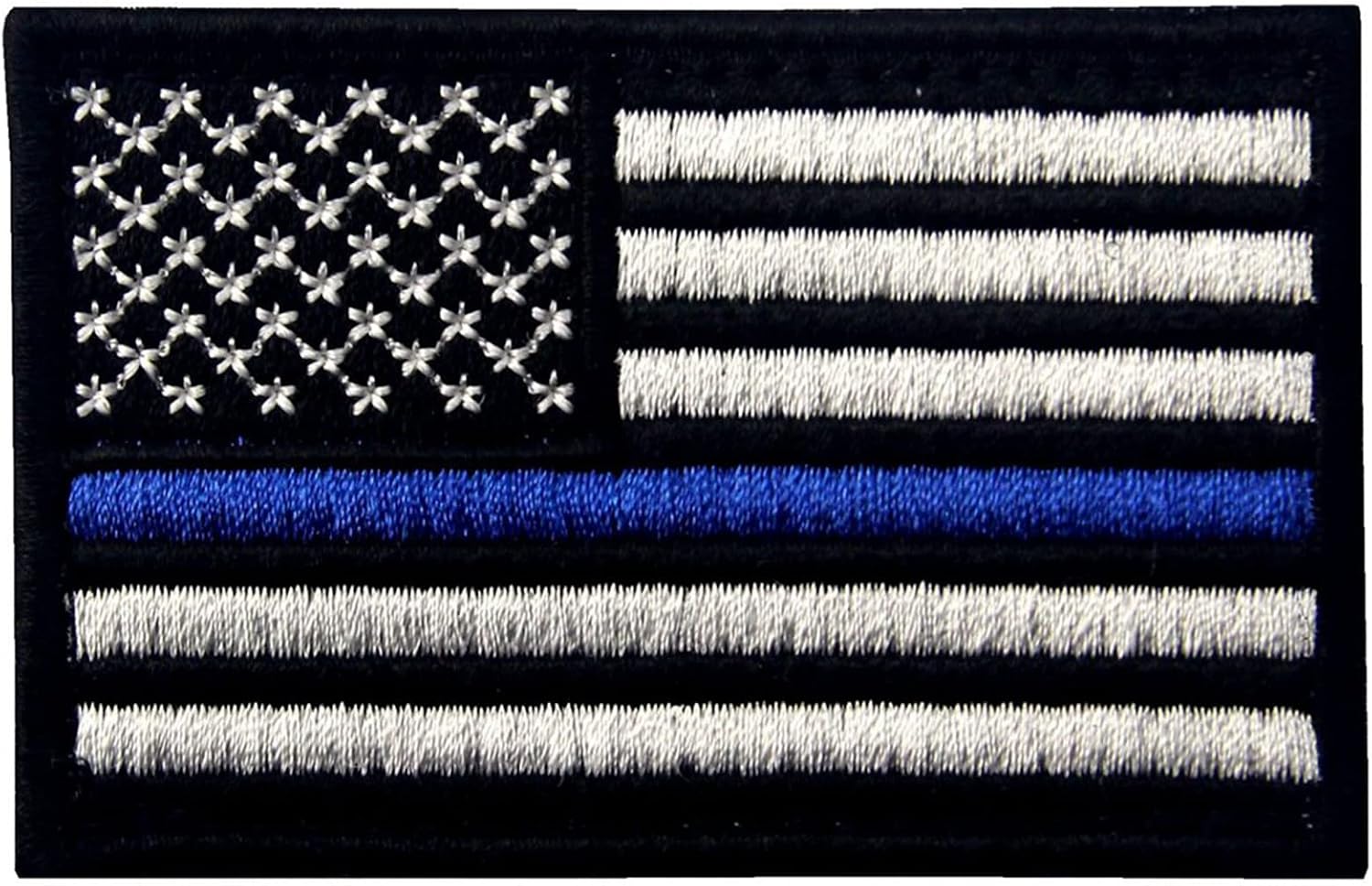 EmbTao Tactical Embroidered Thin Blue Line USA Flag Iron On Sew On Patch
