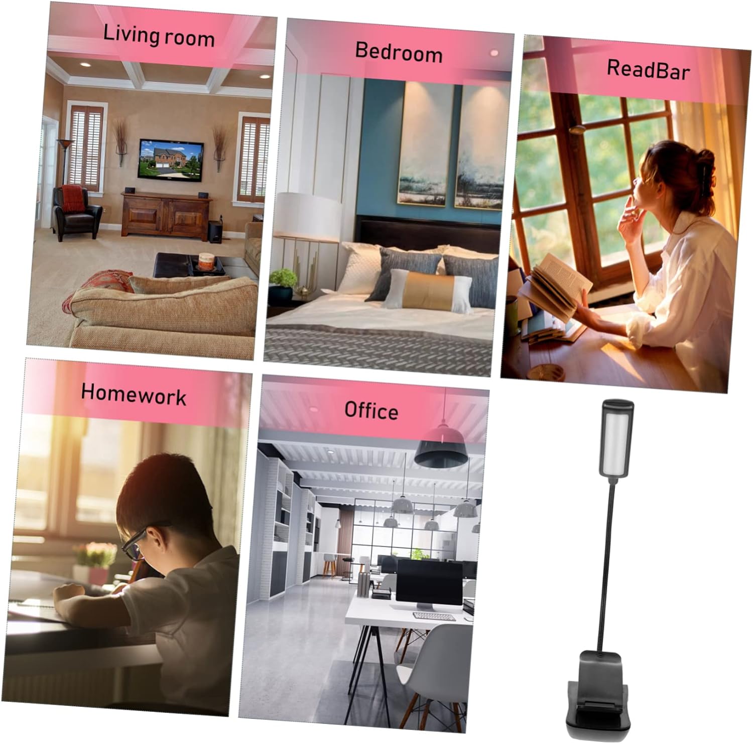 2Sets LED Reading Lamps with Clip Bedside Music Score Light Table Lamp for Reading Hobbies and Camping Eye Caring Level Brightness