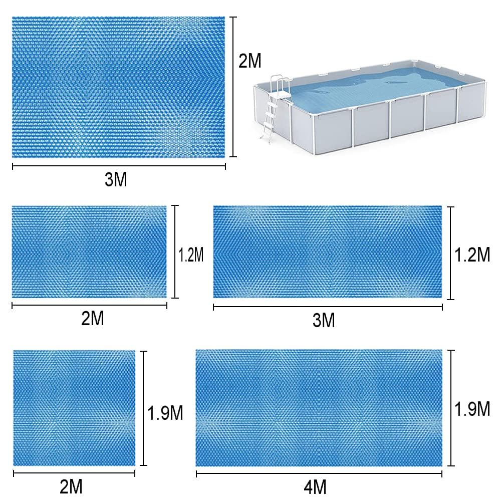300x200cm Pool Cover Couverture Solaire à Bulles Piscine Bâche Chauffe-piscine Protecteur Couvercle De Bain à Remous Anti-pluie Anti-poussière Protection Uv Jardin Extérieur (RECTANGULAIRE/ROND)