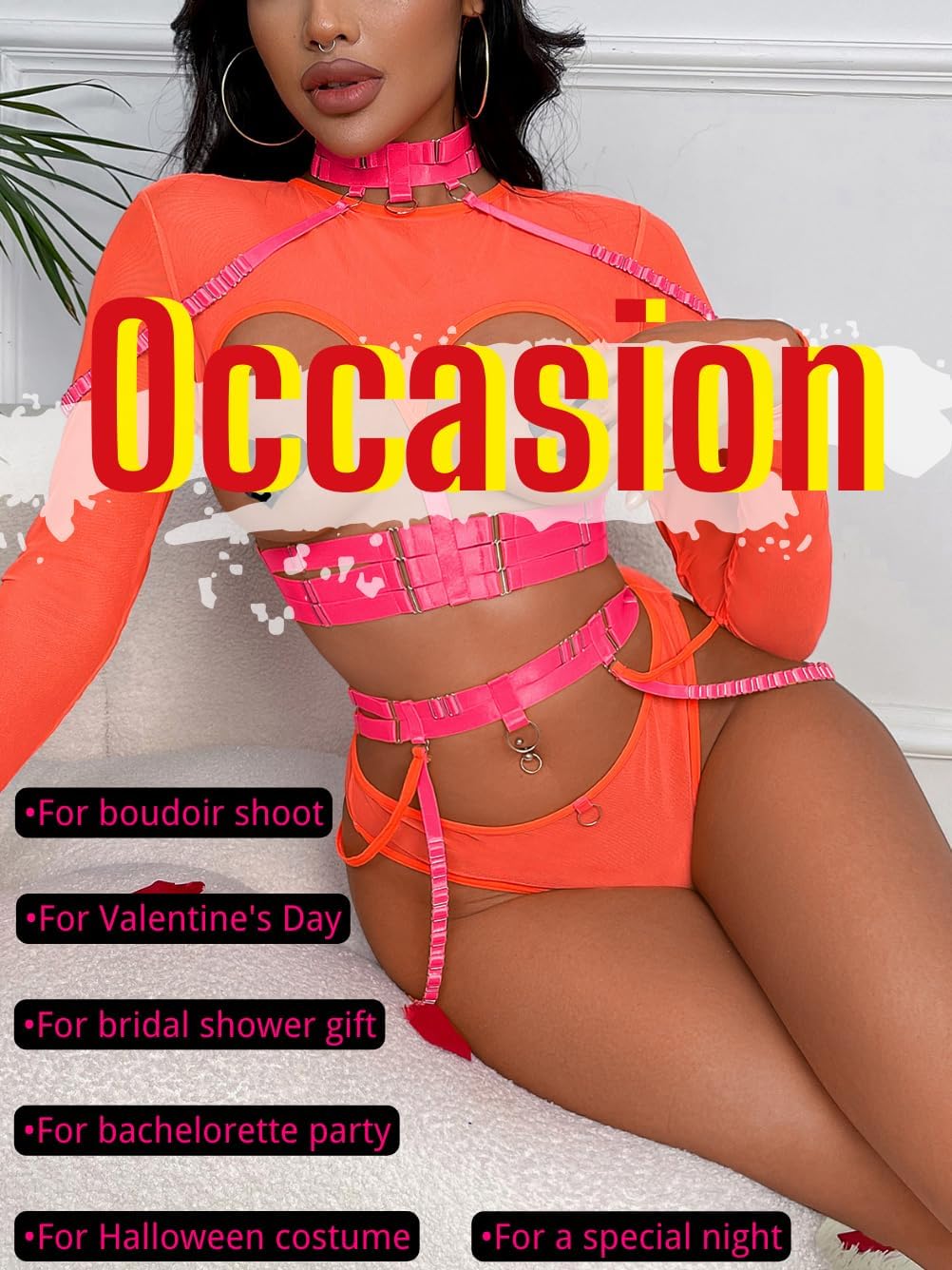 Kaei&Shi Rave Outfit, Adjustable Strappy, Contrast Color, Choker, Chain Belt - Image 6