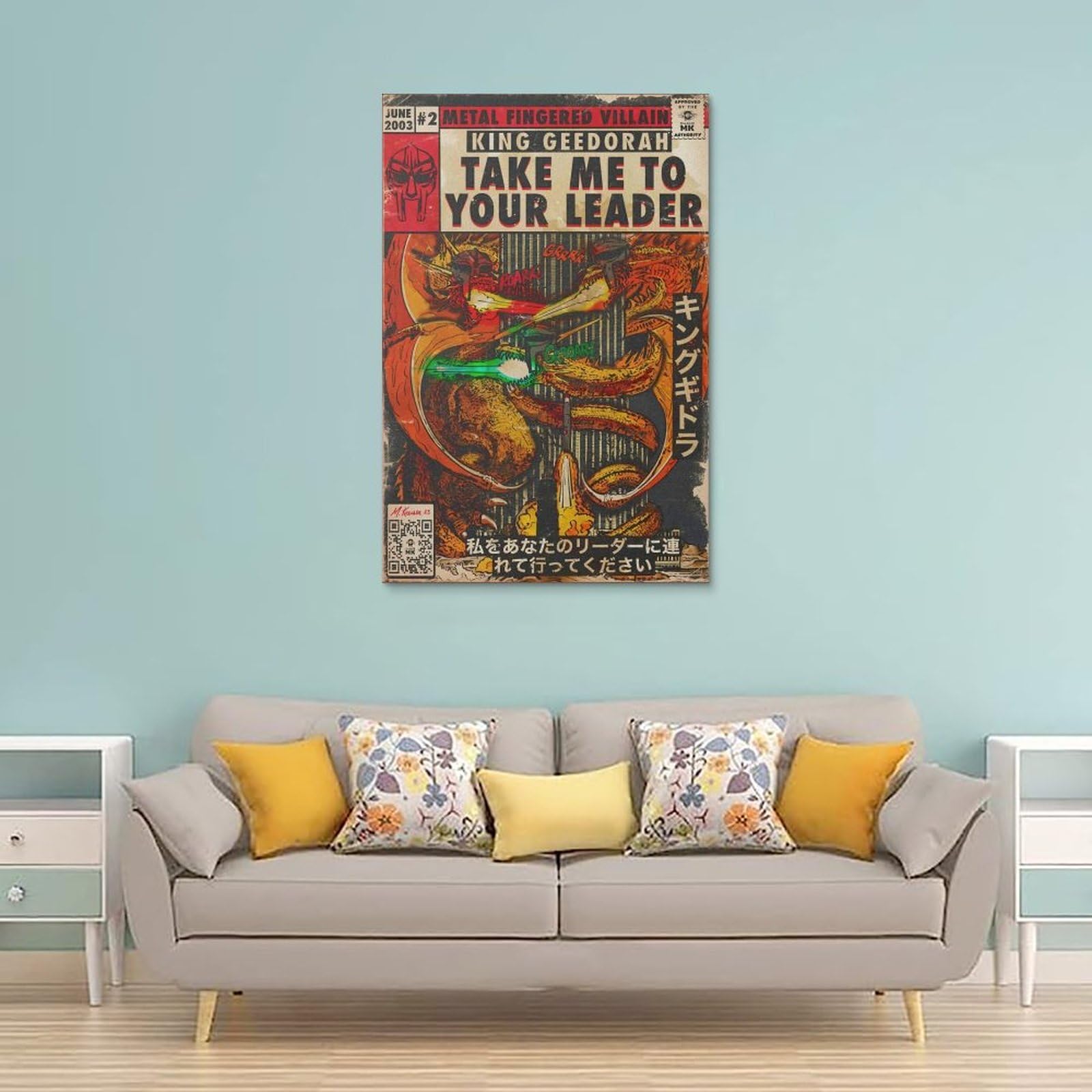 MF Doom plakat, raper, hip-hop, komiks, sztuka, plakat, okładka albumu muzycznego, plakaty do pokoju, estetyczne płótno, sztuka ścienna, dekoracja sypialni, 30 x 45 cm
