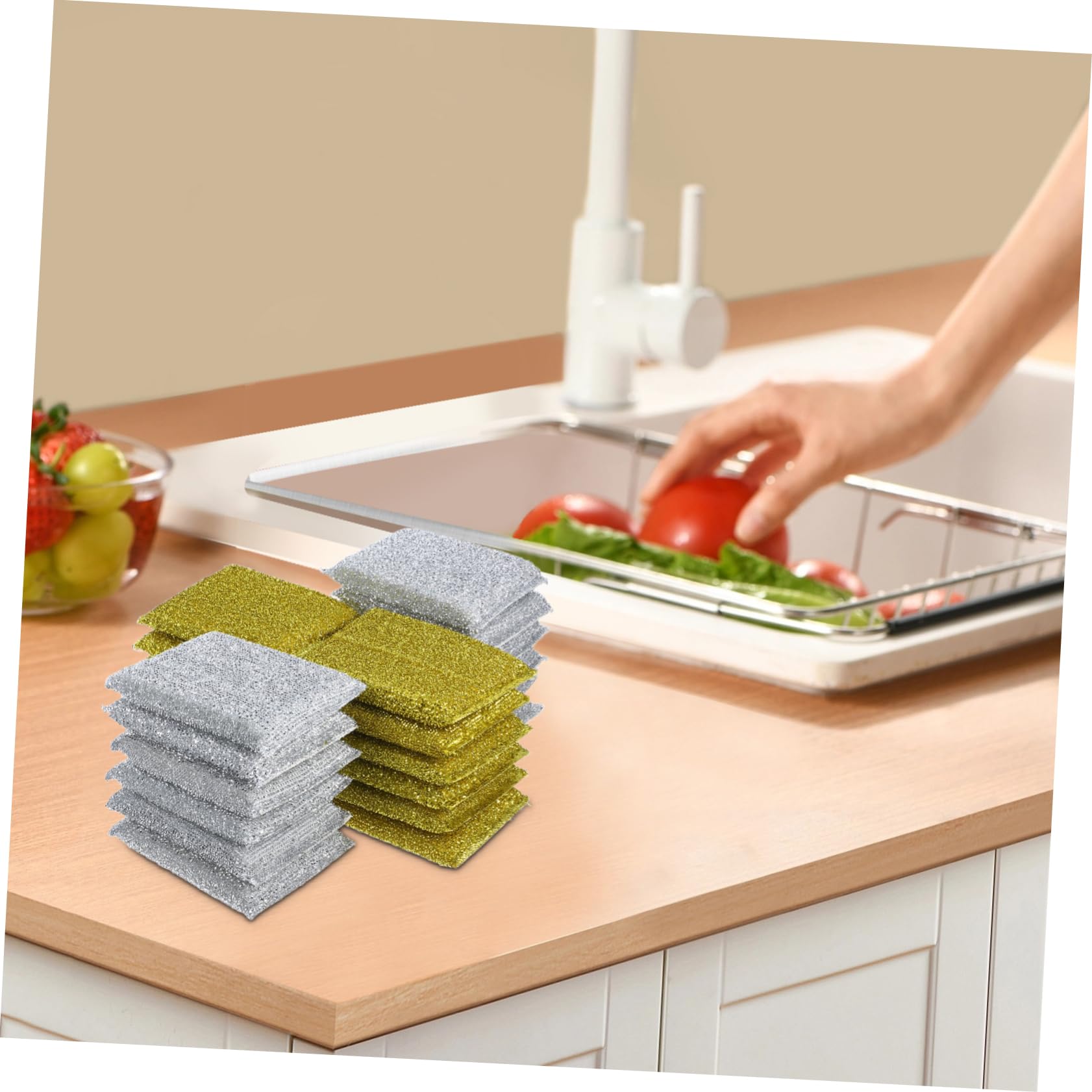 24 Esponjas para Lavar Platos Superficie Potente Rayar Esponjas de Limpieza de Cocina de Plata para Limpieza en Baño y Cocina