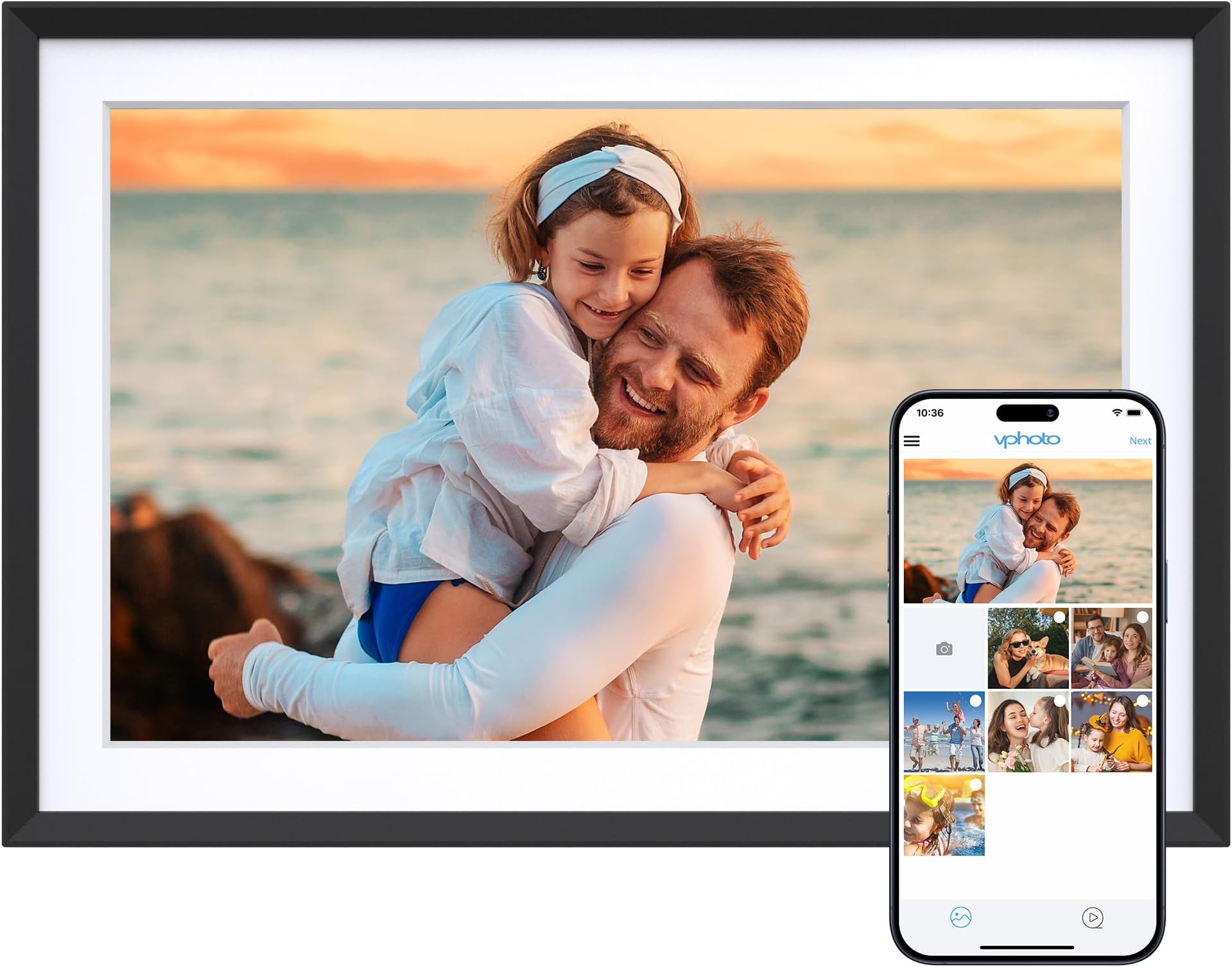 10.1'' WIFI Digital Picture Frame - 1280*800 HD IPS Touch Screen Digital Photo Frame Display, Auto-Rotate, Share Photos/Videos Instantly via Free App Best Gifts for Birthday, Wedding, Mom