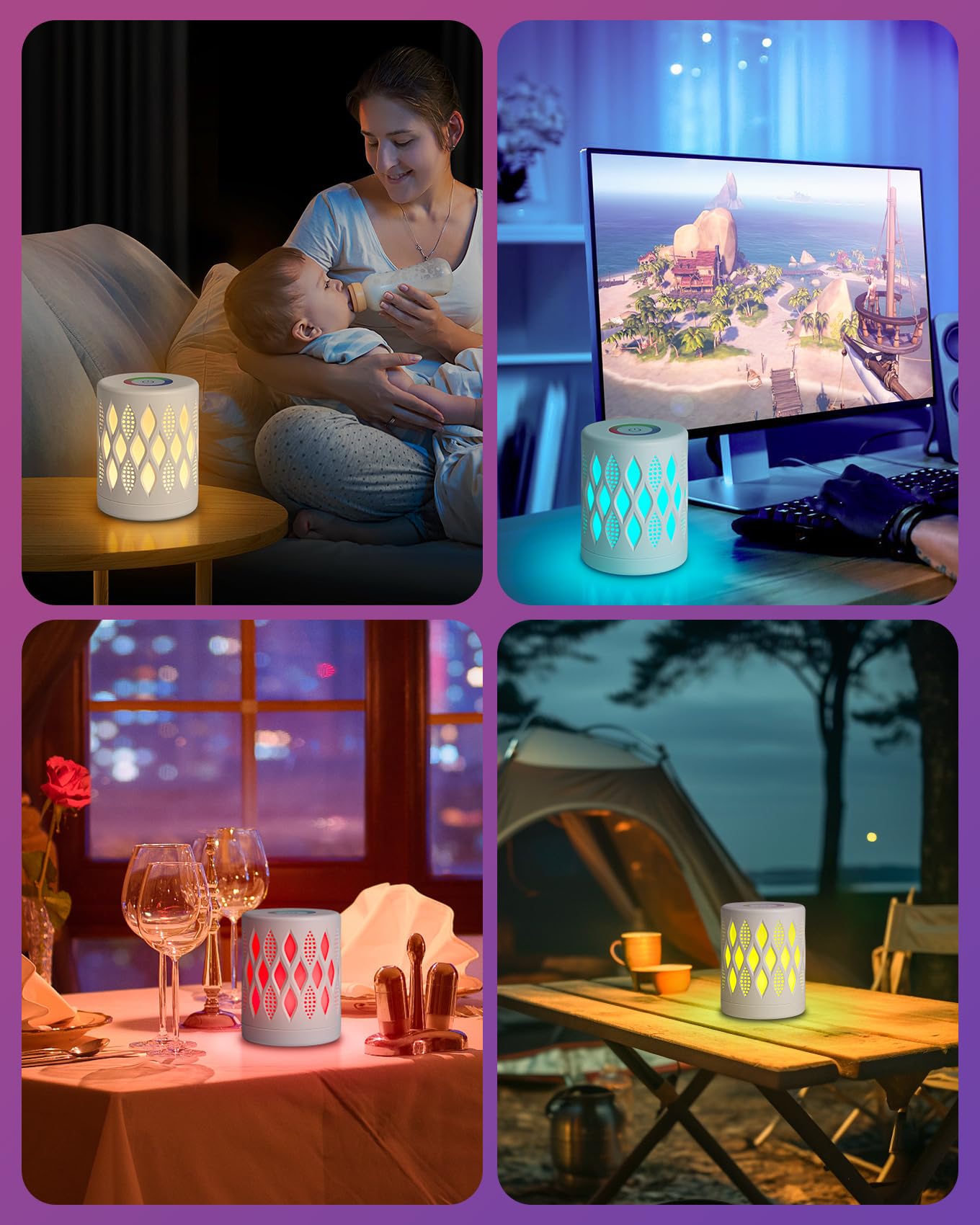 Aigostar Lampe De Chevet Tactile Dimmable RGB - Veilleuse Enfant Rechargeable USB Avec 256 Couleurs Et Lumière Chaude