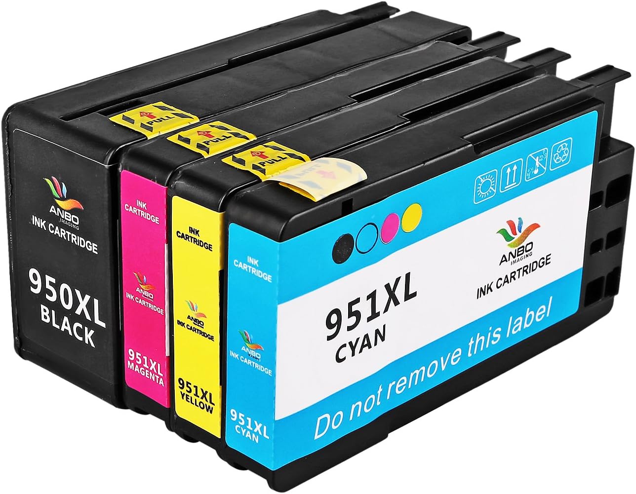 Anbo Imaging Compatible Ink Cartridge Replacement for HP 950XL ( Cyan,Magenta,Yellow,Black , 4-Pack )
