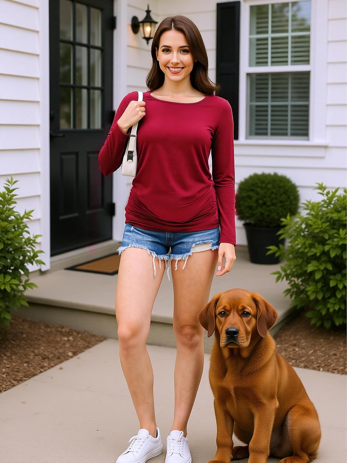 3 Pack Maternity Shirts Long Sleeve Pregnancy Top for Women with Crew Neck Casual Tee Shirts - Image 7