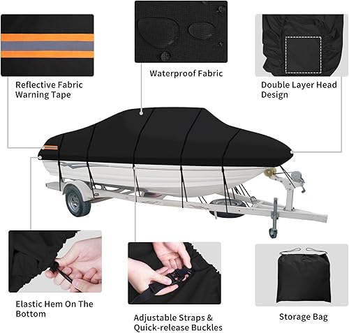Miniatura 2 de Easy-Going Trailerable - Cubierta impermeable para lancha de hasta 16-18.5 pies de largo x 94 pulgadas de ancho, resistente a los rayos UV, cubierta