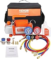 Vista 15 de VEVOR Bomba de Vacío de CA de 3.5 CFM y Juego de Manómetros, Bomba de Vacío de Aire HVAC de Paletas Rotativas de Una Etapa, Kit de Manómetro