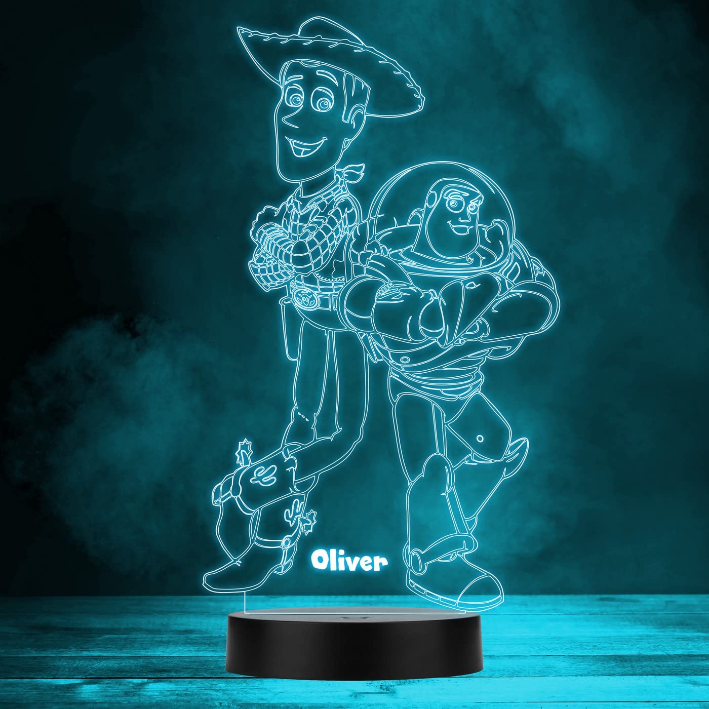 Fingerprint Designs Woody and Buzz Lightyear Personalised Gift Any Colour LED Night Light