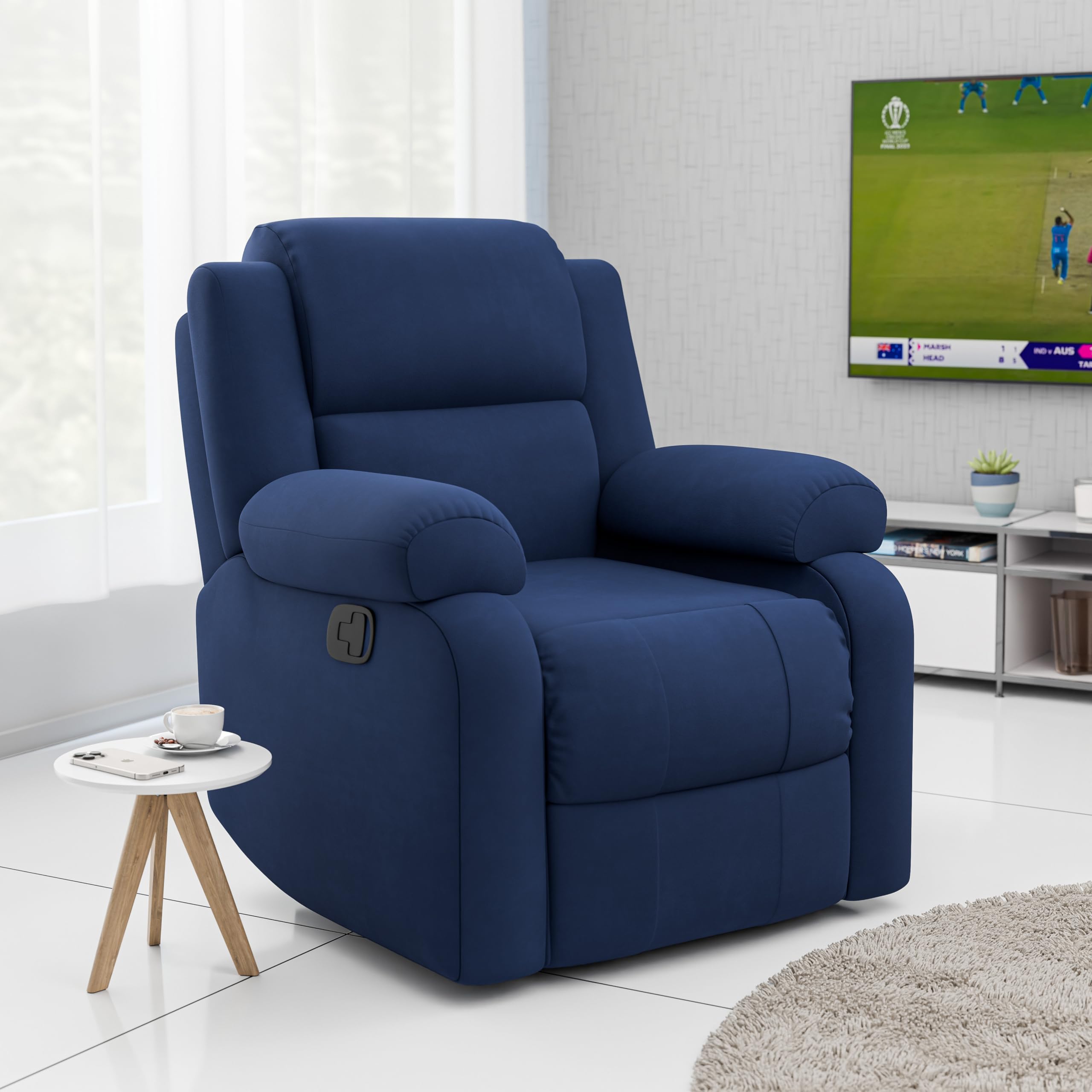 Green Soul Comfy | 1 Seater Recliner Sofa with Soft Suede Fabric & Luxuriously Padded Body | Recliner for Relaxing at Home | 3 Years Warranty Color (Blue) | Installation Provided (B0D6B7CQZT) Amazon Price History, Amazon Price Tracker