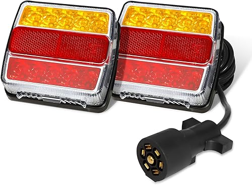 Miniatura 1 de Kit de luz LED magnética para remolque, 2 luces LED universales para remolque, indicador de dirección, luz de placa de freno, impermeable IP68, imán