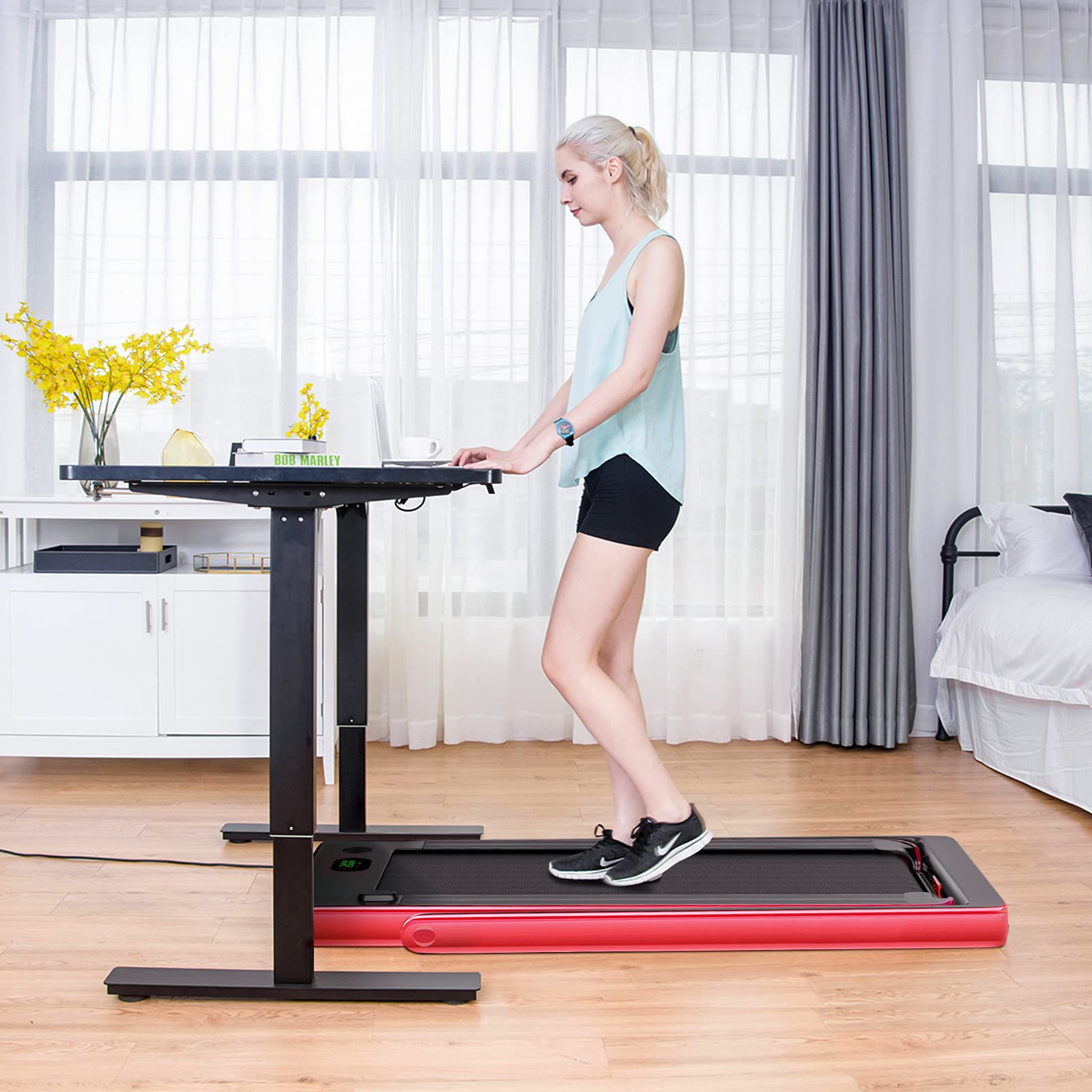 Costway2 In Folding Treadmill 25hp Under Desk Motorized