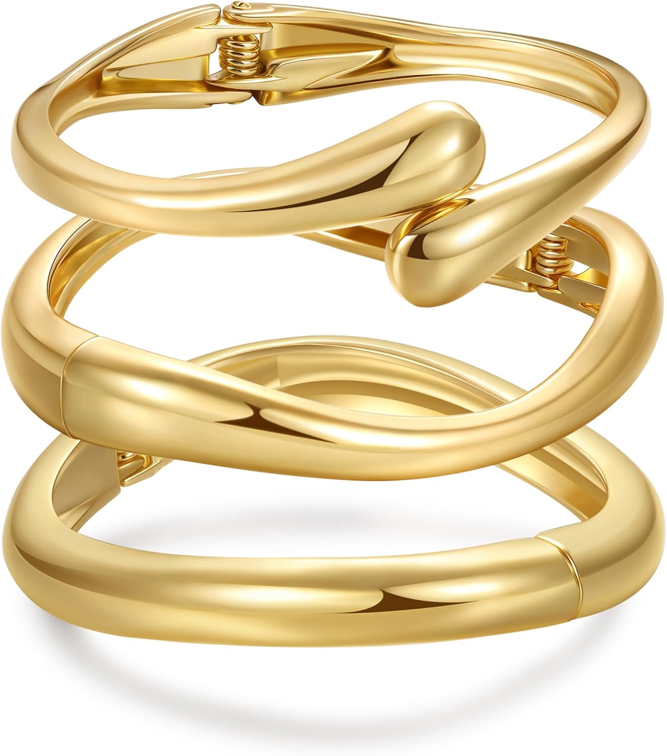 Chunky Gold Bangle Bracelets for Women,Gold Arm Cuff Bracelets Stack,3Pcs Trendy Stackable Bracelets Jewelry Gifts