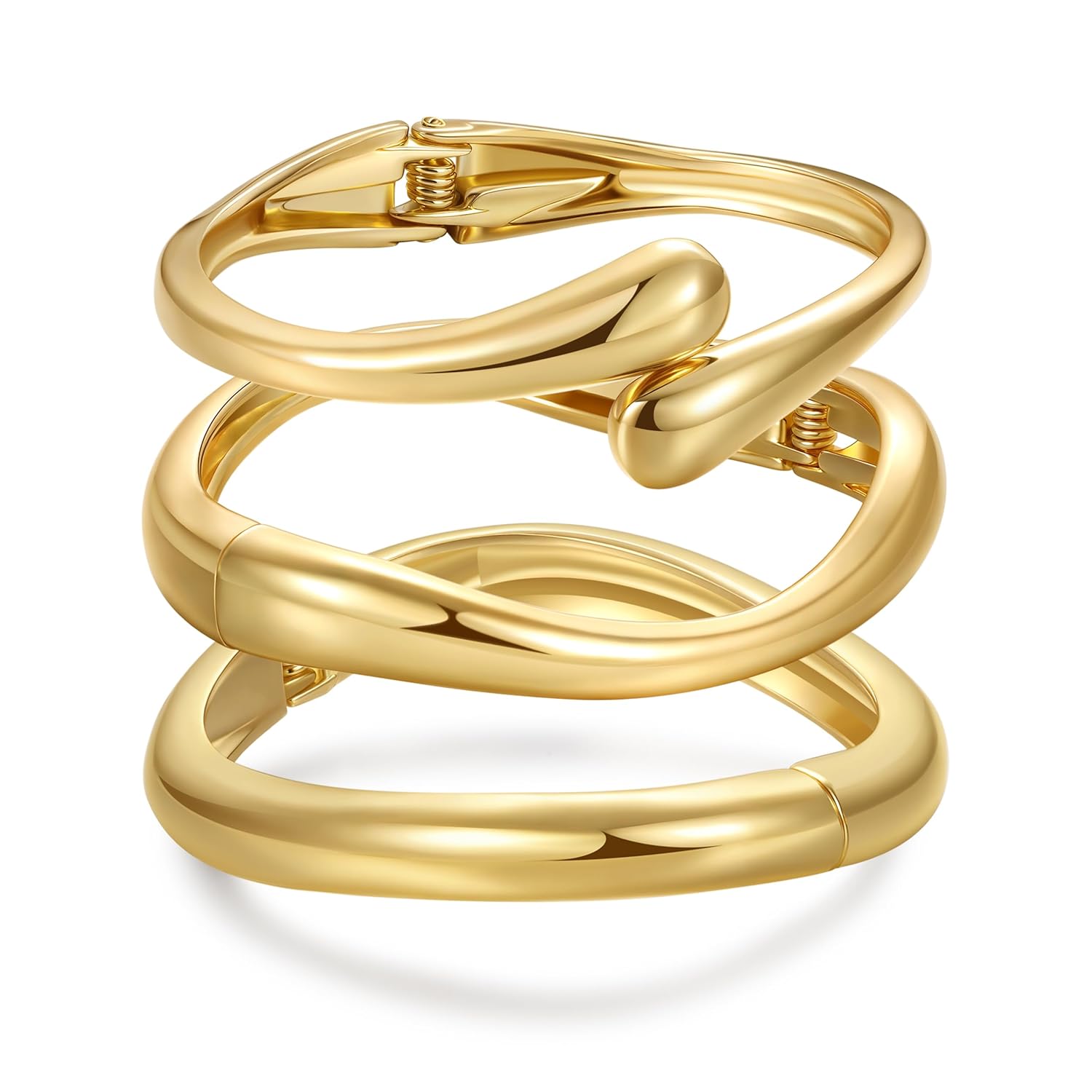 Chunky Gold Bangle Bracelets for Women Gold Arm Cuff Bracelets Stack 3Pcs Trendy Stackable Bracelets Jewelry Gifts