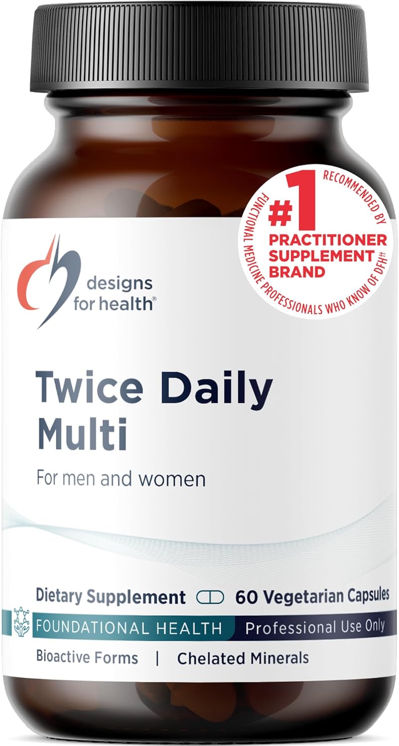 Designs for Health Methylated Multivitamin for Women & Men - Twice Daily Multimineral Supplement & Multivitamin Without Iron + Methylated B12 and Folate, Vitamin C, K, D, E + More (60 Capsules)